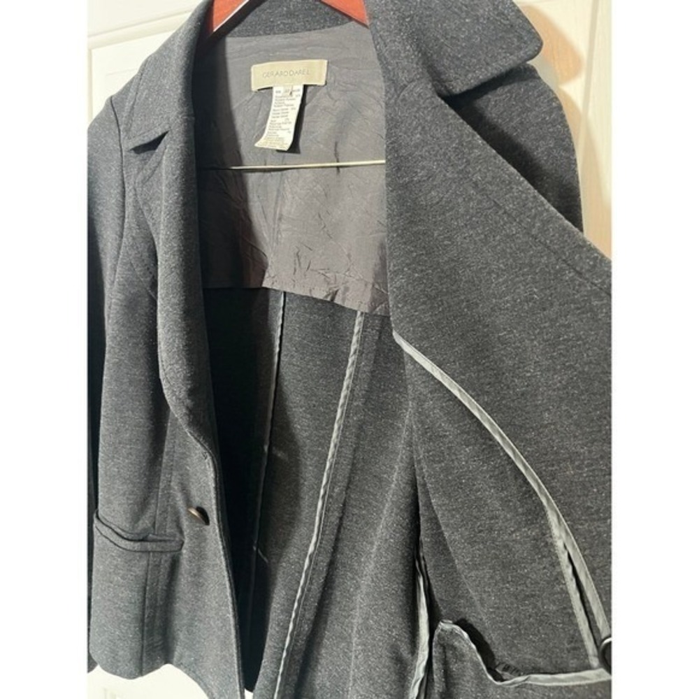 Gerard Darel Blazer Women 40 Grey Double Breasted Knit Stretch Jacket - Picture 6 of 12